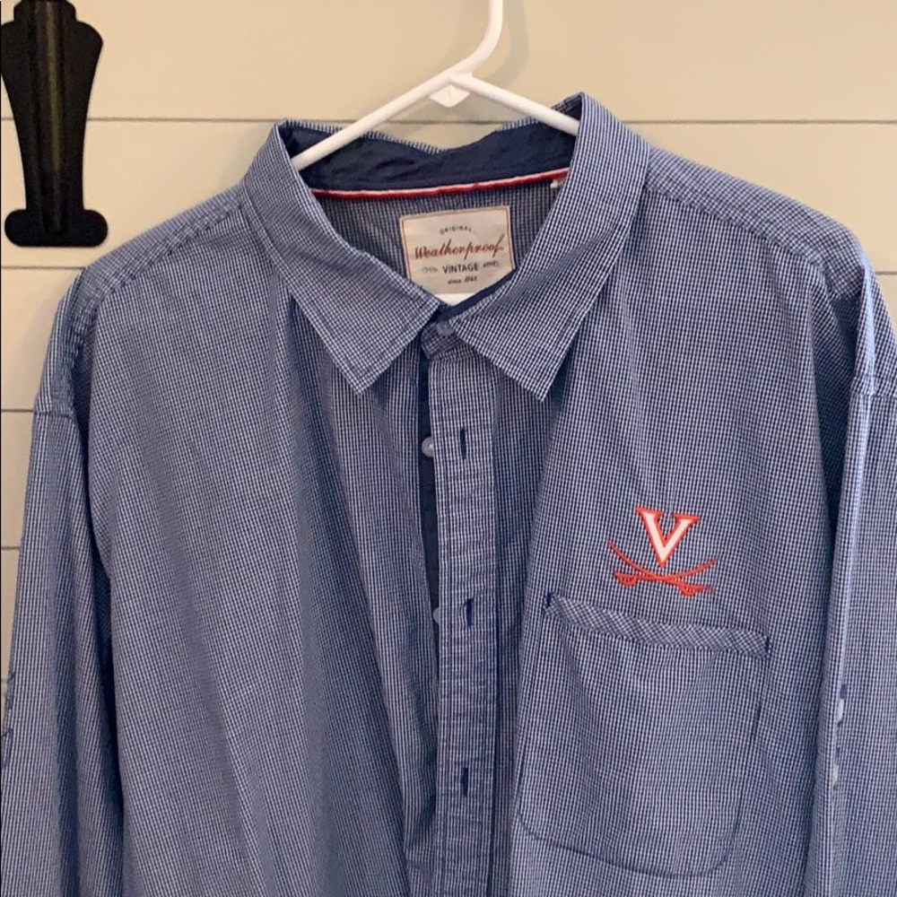 Men’s Weatherproof Blue UVA Button Down Camp Shirt XXL